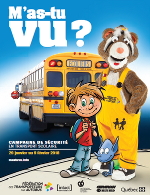 Affiche « M'as-tu vu? » de la campagne de sécurité dans le transport scolaire 2018