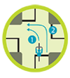 Two ways for cyclists to turn left: 1. By following the curve, like an automobile; 2. By making an L shaped turn