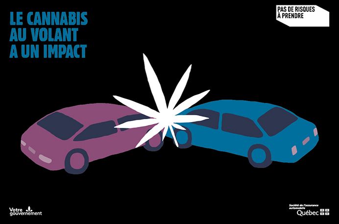 Canabis bleu Affiche Le cannabis au volant a un impact