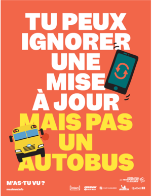 Affiche « M’as-tu vu? » de la campagne de sécurité en transport scolaire 2020