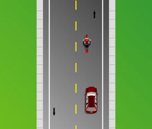 Sign with a pedestrian, an arrow and a “yield” symbol. This sign indicates a pedestrian crosswalk.