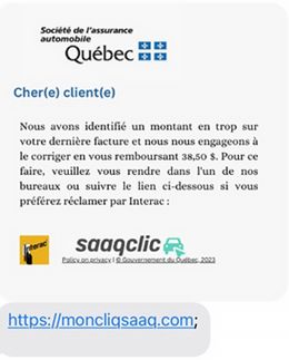 Exemple de message frauduleux