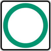 Panneau illustrant un cercle vert pour signifier une obligation.