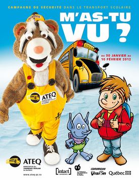 Affiche « M'as-tu vu? Pense sécurité » de la campagne de sécurité dans le transport scolaire 2012