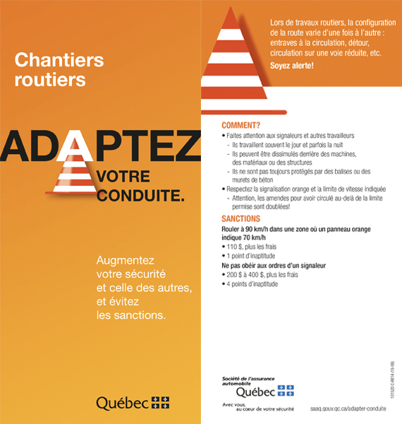 Publication Chantiers routiers : adaptez votre conduite.