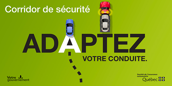 Panneau Corridor de sécurité : adaptez votre conduite.