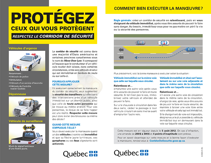 Publication Protégez ceux qui vous protègent : respectez le corridor de sécurité. 