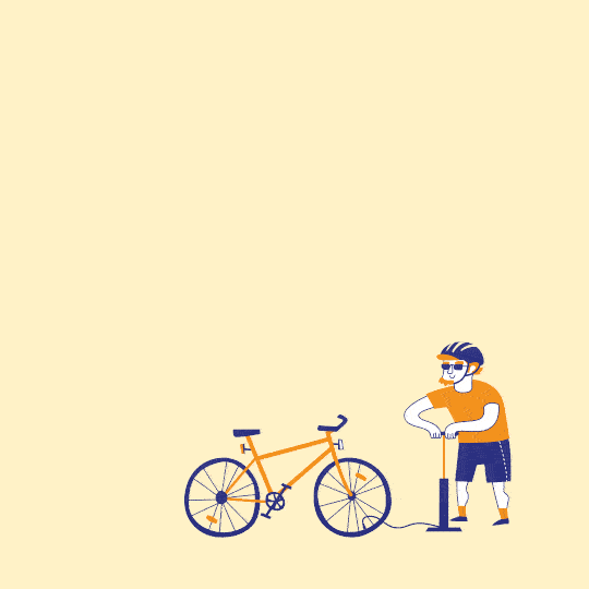 Gif animé À vélo, on respecte la bulle des autres.