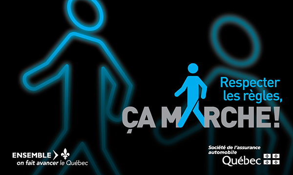 Affiche « Respecter les règles » installée sur des palissades de construction de la ville de Montréal