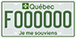 Exemple d’une plaque avec lettrage vert pour un véhicule commercial et à usage spécial électrique, portant le numéro F000000