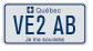 Example of a licence plate for a ham radio operator's vehicle, bearing number VE2 AB