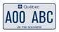 Example of a licence plate without prefix for a passenger vehicle or a motor home, bearing number A00 ABC