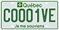 Example of a green licence plate for an electric road vehicle with restricted-area use, bearing the number C0001VE