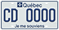 Example of a licence plate with a prefix for a passenger vehicle used by members of a diplomatic corps or the International Civil Aviation Organization, bearing the number CD 0000