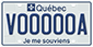 Example of a licence plate for an off-road vehicle, bearing the number V00000A