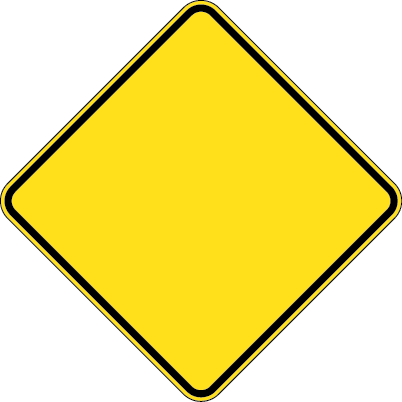 Panneau jaune en forme de losange signifiant un danger.