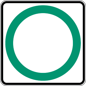 Panneau illustrant un cercle vert pour signifier une obligation.