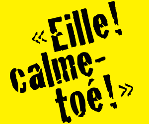 Bannière Web animée sur laquelle on lit « Eille! calme-toé! Tous les mots sont bons pour convaincre un chum de ralentir. Ralentis! Ça se dit »