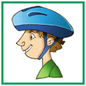 Side view of a boy wearing a bike helmet correctly