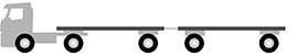 Illustration d'un ensemble de véhicules de 5 essieux vu de profil, constitué d'une semi-remorque de 1 essieu, d'un essieu amovible et d'une semi-remorque de 1 essieu